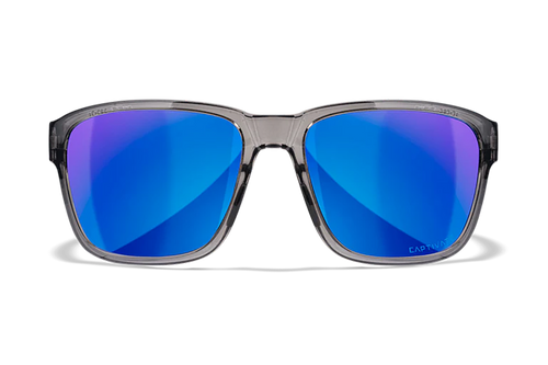 [712316007337] Wiley X Trek M/L Blue Mirror Lens Polycarbonate Gloss Crystal Dark Gray Frame