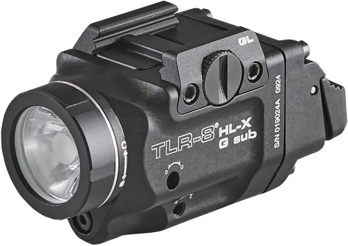 [080926694767] Streamlight TLR-8 HL-X Sub USB, Weaponlight with Green Laser, 1,000 Lumens, Black, Fits GLOCK 43X/48 MOS, 43X/48 with Front Rail, Includes Mounting Kit with Key, Multi-Tool, (1) SL-B9 Battery Pack, and USB-C Cord