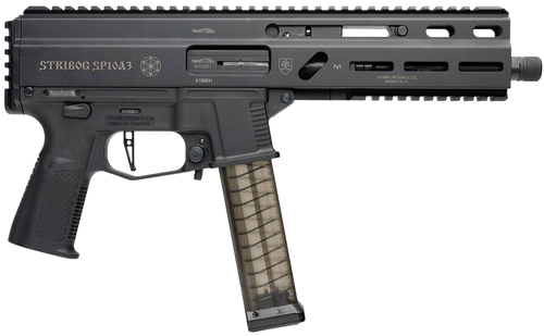 [810091157152] Grand Power Stribog SP10A3 10mm, 8" Threaded Barrel, Non-Reciprocating Charging Handle, M-Lok Rail, Matte Black, Case, 3x20rd