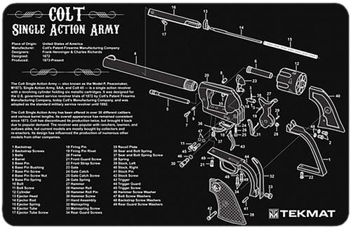 [612409971029] TekMat Colt Revolver Army Cleaning Mat Black/White Rubber 11" x 17"