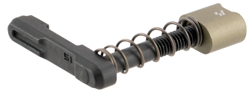 [708747546590] Strike Magazine Catch made of Black Steel with Flat Dark Earth 6061-T6 Aluminum Release Button for AR-Platform