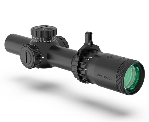 [889157002781] Swampfox Optics Tomahawk II Black 1-4x 24mm 30mm Tube Bright Fiber Optic Green Reticle