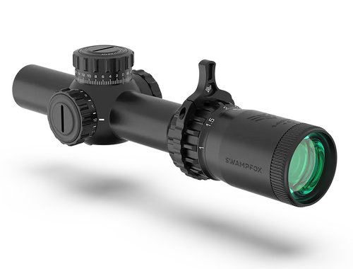 [889157002811] Swampfox Optics Tomahawk II Black 1-6x 24mm 30mm Tube Bright Fiber Optic Red Reticle