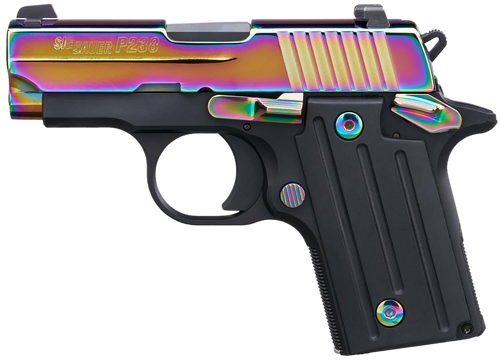 [798681683338] Sig P238 380 ACP, 2.7" Barrel, Rainbow Titanium PVD Slide, 6rdFrame, Polymer Grip