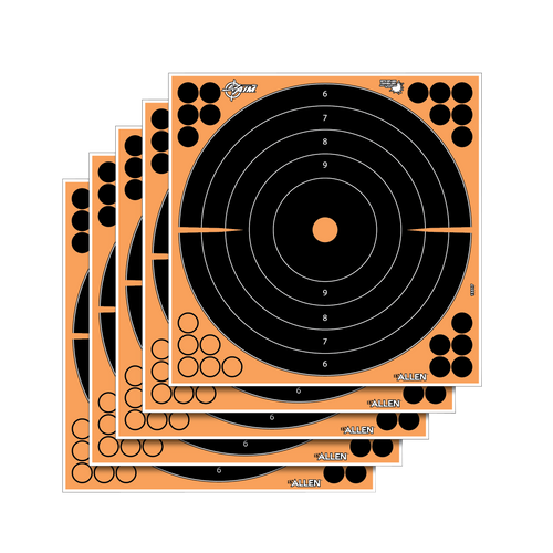 [026509048060] EZ-Aim Splash Reactive Target Self-Adhesive Paper Black/Orange Bullseye Includes Pasters 5 Pack