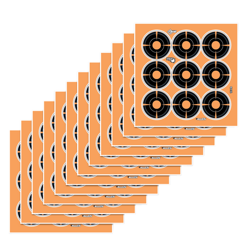 [026509048077] EZ-Aim Adhesive Target Splash Self-Adhesive Paper 2" Bullseye Black/Orange 12 Per Pkg