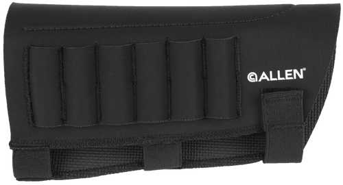 [026509075363] Allen Buttstock Shell Holder Black Neoprene .223-300 Win Magnum Capacity 6rd Velcro Mount