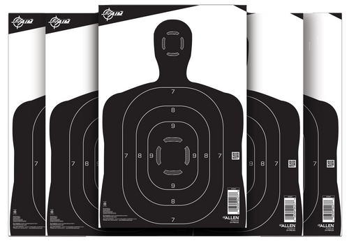[026509042778] Allen EZ AIM Adhesive, Bullseye, 12"x18" Square, 25 Pack, Black/White