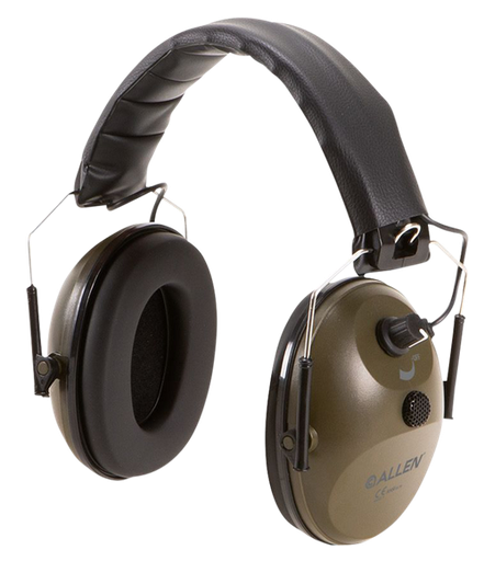 [026509045274] Allen Single Microphone Emuff 82 dB Over the Head Low-Profile Olive Drab Green Ear Cups with Adjustable Black Headband for Adults