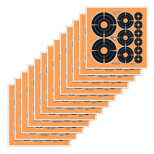 [026509046486] EZ-Aim Adhesive Target Splash Self-Adhesive Paper Bullseye Orange/Black 12 Per Pkg