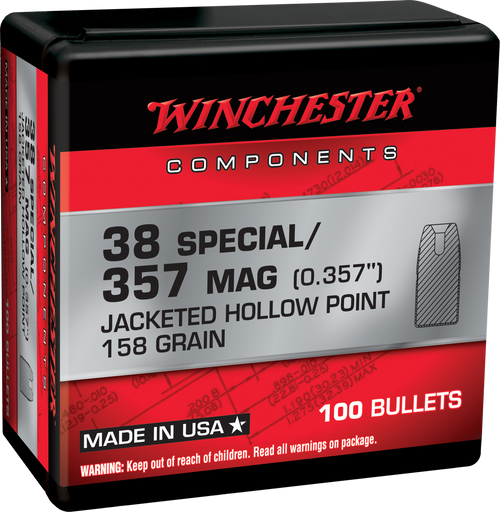 [020892633766] Winchester 357 Mag .357 158gr, Jacketed Hollow Point 100 Box NOT AMMO THESE ARE RELOADING BULLETS