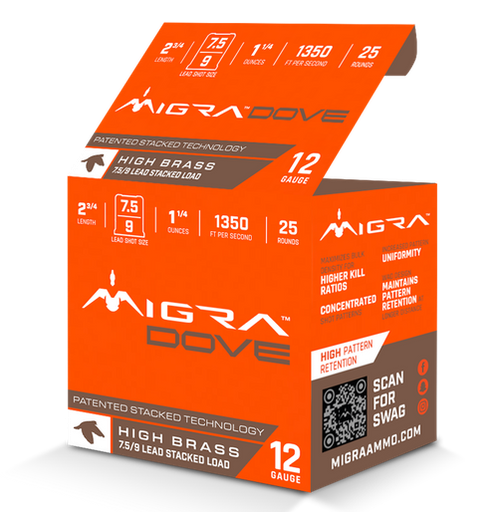[850060794001] Migra Ammunitions Dove 12 Gauge 2 3/4" 1 1/4oz 7.5/9Shot 25rd Box