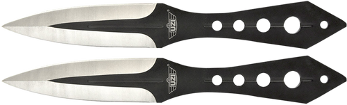 [024718510910] Uzi Accessories Throwing Knives Two Fixed Plain Black/Silver Stainless Steel Blade, Black Stainless Steel Handle, Includes Nylon Holster
