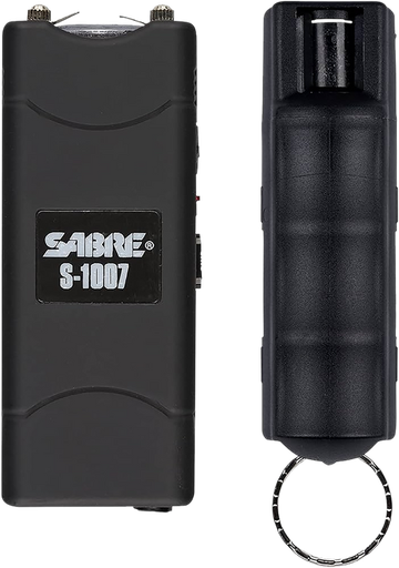 [023063808253] Sabre Stun Gun and Pepper Spray Package, Black Color, Stun Gun  Built-In 120 Lumen Flashlight, Twist Top Pepper Spray