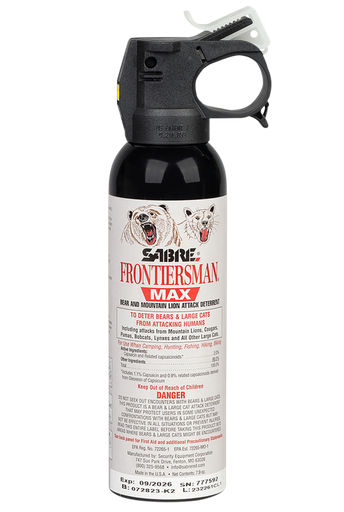 [023063955599] Sabre Frontiersman Max, Bear and Mountain Lion Spray, 7.9 Ounces, Black, Glow in the Dark Safety