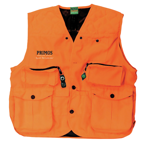 [010135657048] Primos Gunhunter's Hunting Vest 2XL Blaze Orange Features Compass & LED Light