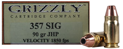 [815152012142] Grizzly Ammo 357Sig 90gr Jacketed Hollow Point, 20rd Box